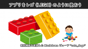 「アプリをレゴ（LEGO）のように使おう」のイメージ