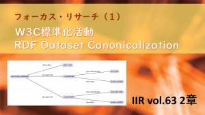 「W3C標準化活動　RDF Dataset Canonicalization：フォーカス・リサーチ（IIR vol.63 2章）」のイメージ