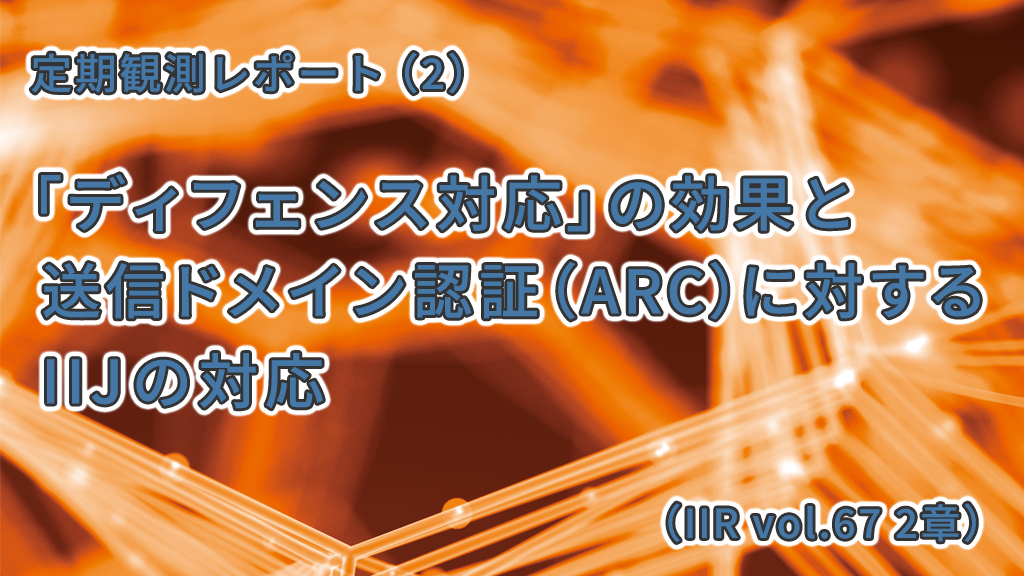 「「ディフェンス対応」の効果と送信ドメイン認証（ARC）に対するIIJの対応 （IIR vol.67 2章）」のイメージ