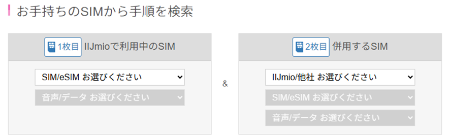 DualSIMパターンを選択