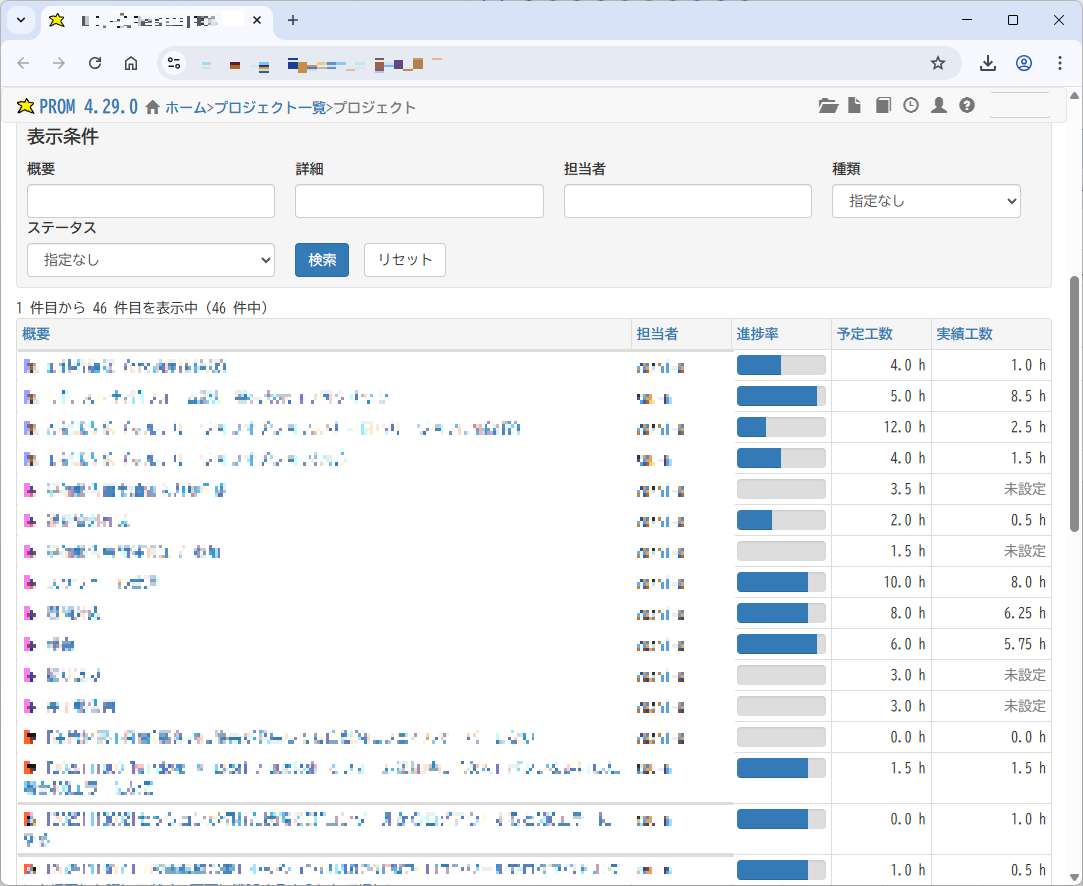 テスト管理ツール「PROM」のチケット管理画面